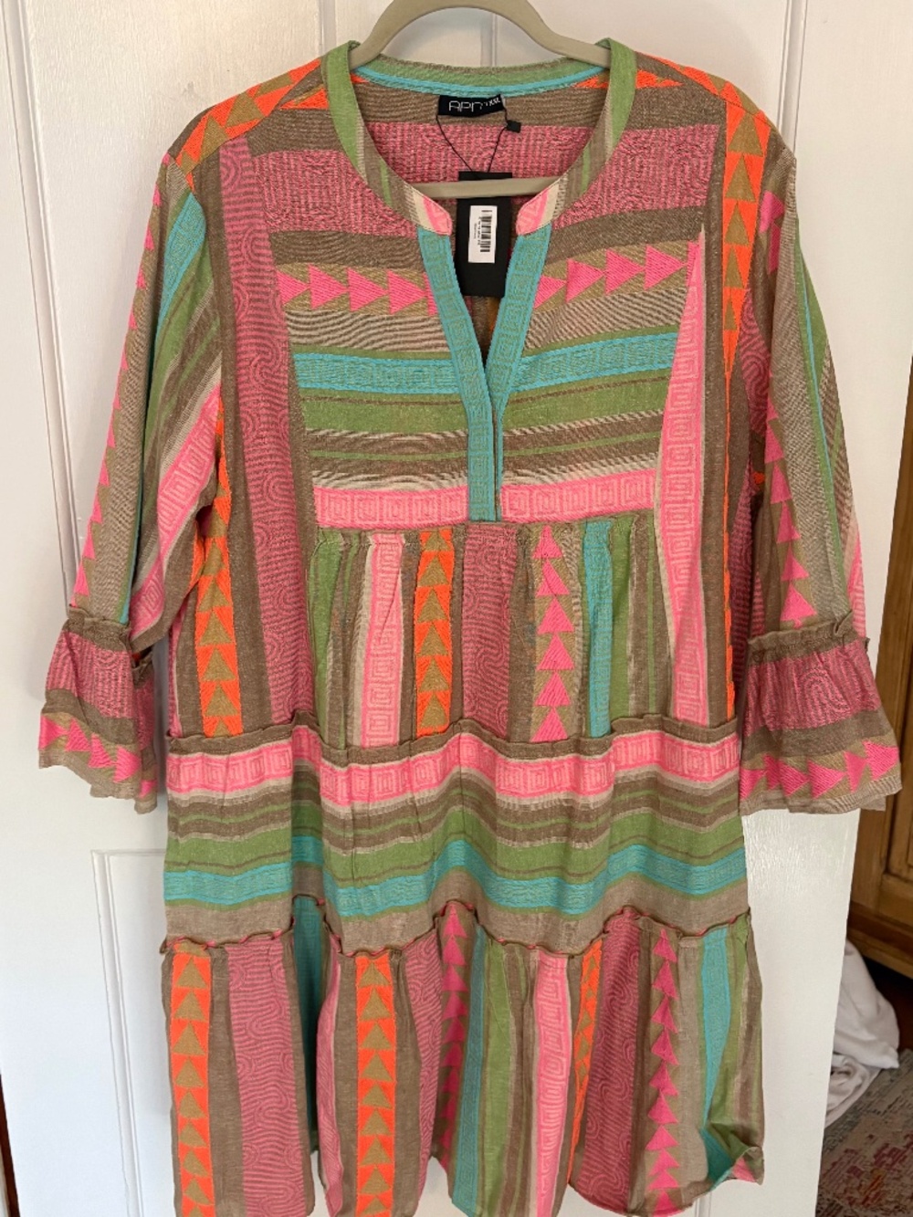 Embroiled boho linen colorful dress